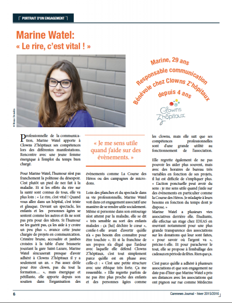 Article Portrait d'un engagement -Carenews -page 1